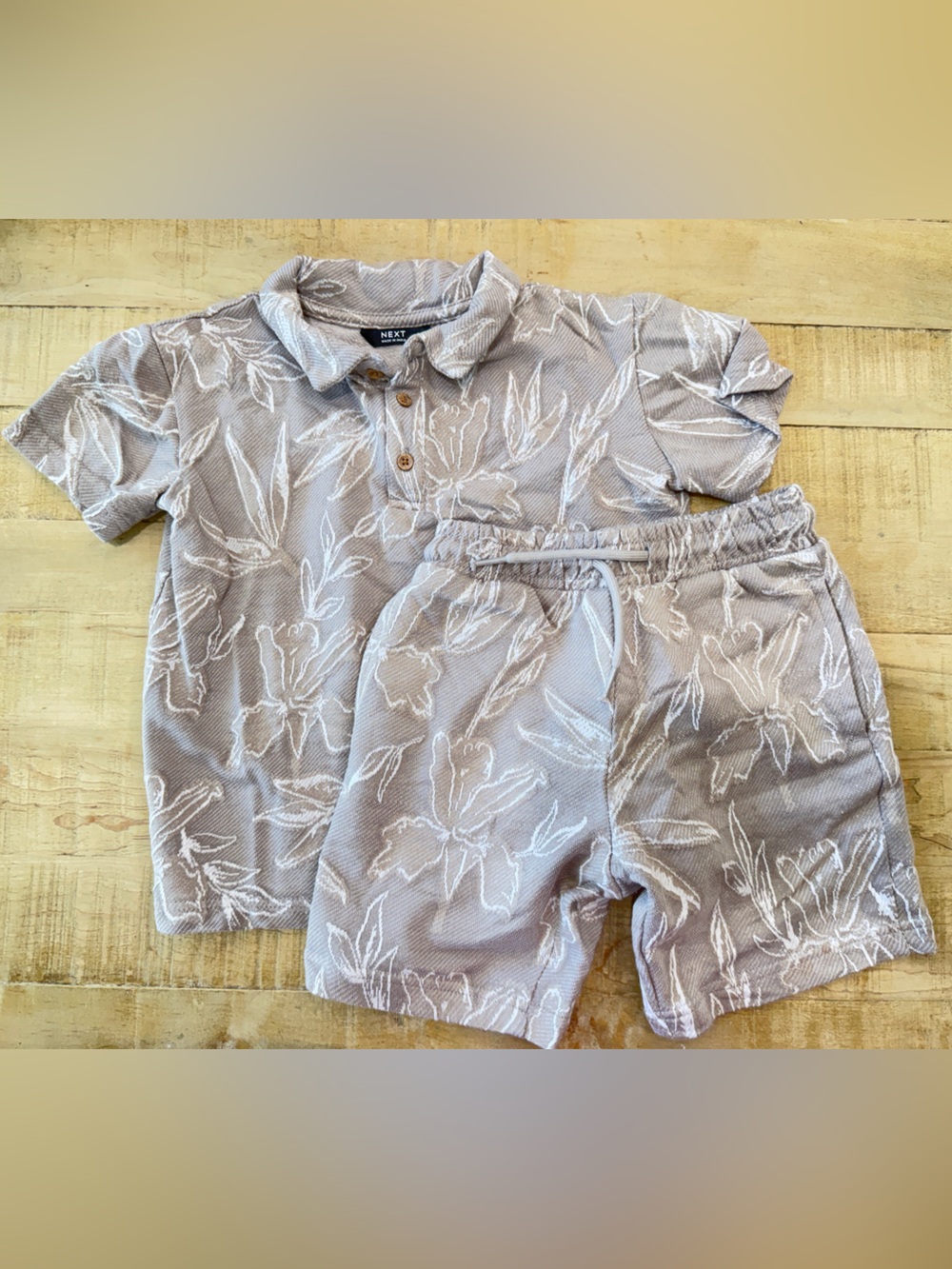 Next Nordstrom kids boys vacation print polo shorts set outfit